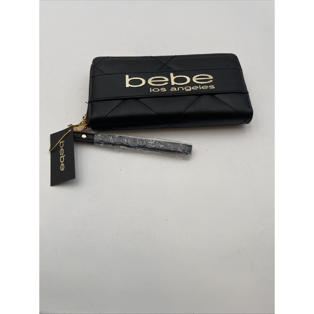 New BEBE Los Angeles Vivian Wristlet Zip Around Tri-Fold Wallet Clutch